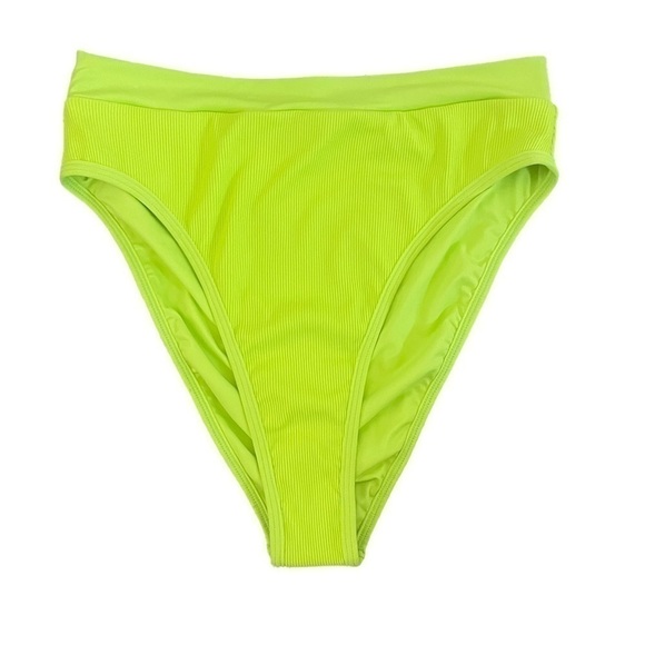 NWT L*SPACE Frenchi Bitsy Ribbed Bikini Bottom Acid Green - Picture 1 of 3